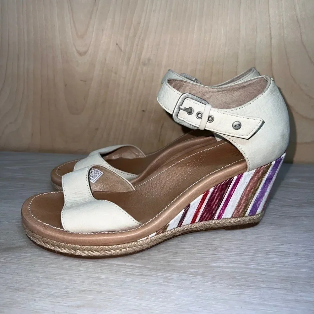 UGG Australia‎ Atasha Wedge Cream Nubuck 1003405 Women's 9